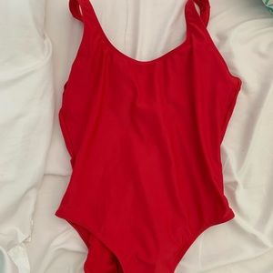 Red one piece suit